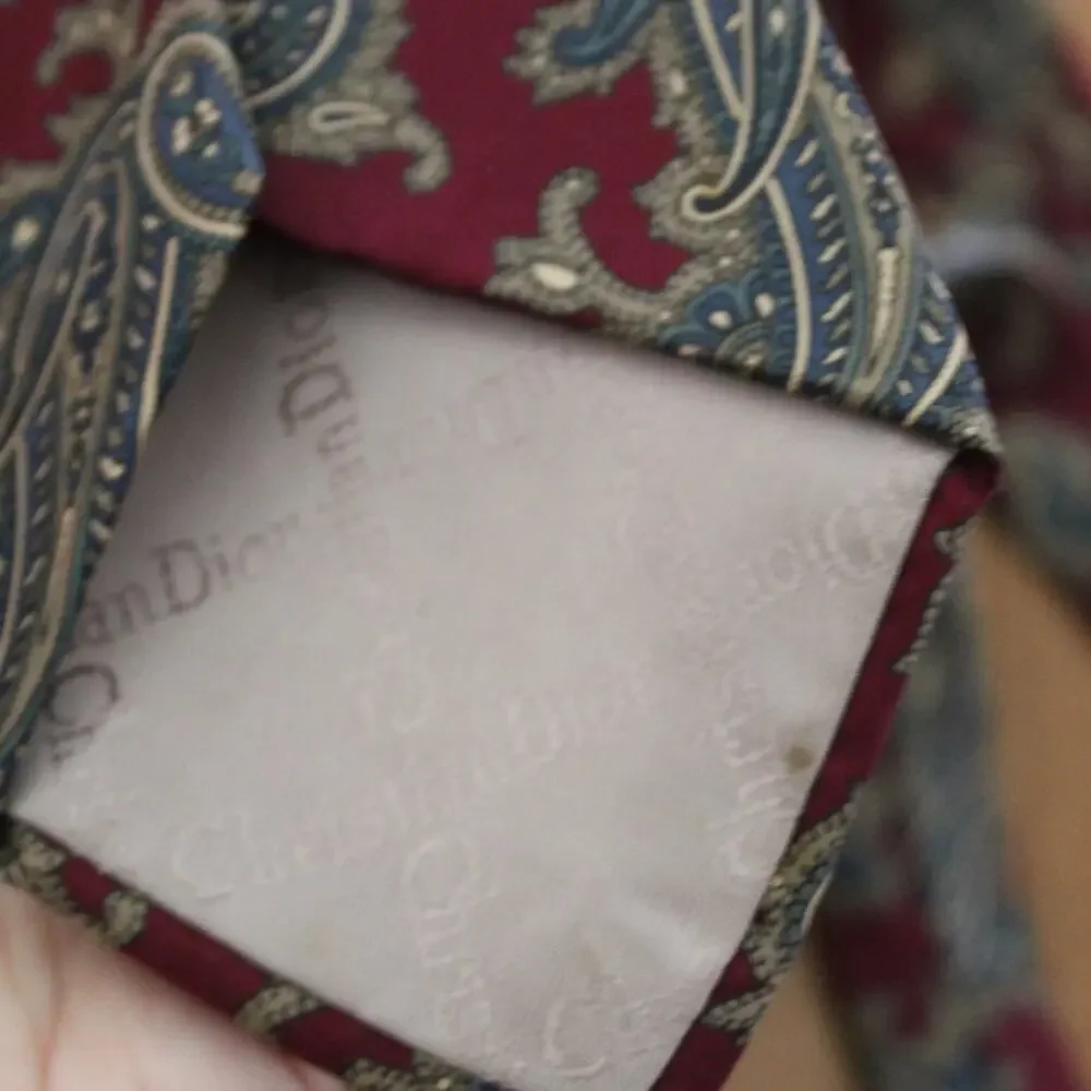 Men's Vintage Christian‎ Dior Red Paisley Print Neck Tie Silk